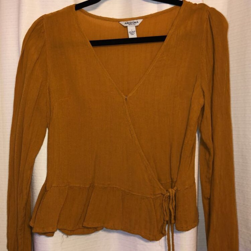 Crossover mustard blouse